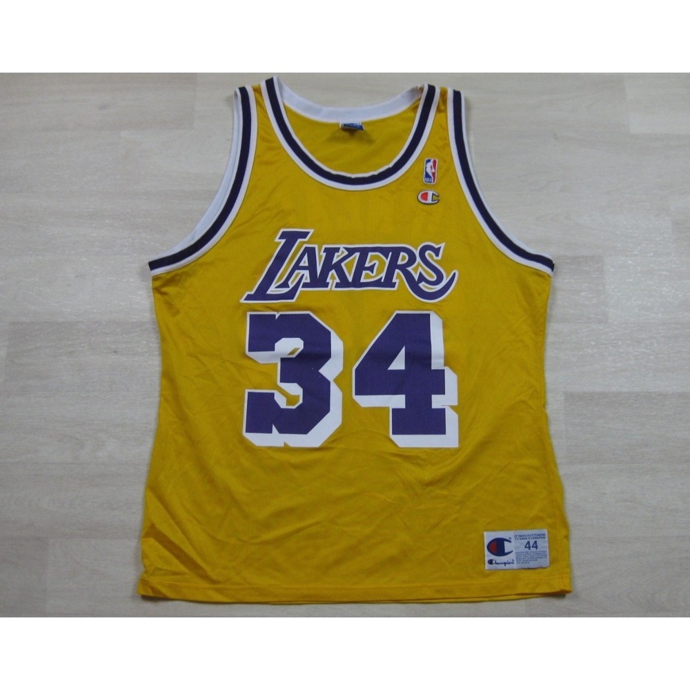 Vintage 90s Champion LA Lakers Shaquille O'Neal Jersey Men's (44) NBA Basketball